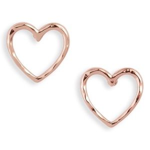 Stella & Dot hammered rose gold heart studs